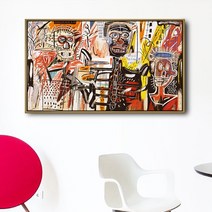 Jean-Michel Basquiat 장 미쉘 바스키아 작품 속물들 카페 호텔 거실 인테리어 캔버스 벽걸이 그림액자, 화이트