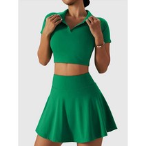 테니스복 의류 크로탑 스포츠 카라 세트 스커트 블랙