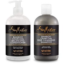 Shea Moisture 샴푸 및 컨디셔너 세트 | 아프리칸 블랙 비누 대나무 숯 딥 클렌징 368 5g(13온스) 밸런싱 미국직송 292494
