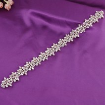 결혼식 행사 기념일 악세서리 TOPQUEEN-S269 신부 웨딩 실버 라인석 아플리케 벨트 로즈 골드 크리스탈 비즈 패치 아이언 드레스용 1 개