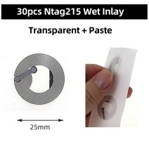 NFC Ntag215 코인 태그 키 13.56MHz 개 NTAG 카드 라벨 RFID 초경량 레이블 mm 직경 라운드 박스, 02 30pcs Wet Inlay