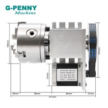 3턱 100mm 척 CNC 4th 축 분할 헤드/회전 6:1 미니 라우터/조각사 목공 조각 기계, 한개옵션0