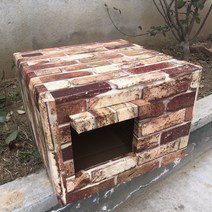 라지 길고양이집 강아지집 실외 방수 겨울 보온 펫폼 자체 제작 간이 집 택배, 색깔3_빈티지레드사각홀(처마포함)