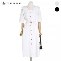 예쎄 (예쎄) 브이넥 숄카라 벨티드 버튼 링클 롱원피스(S3SOP014A)