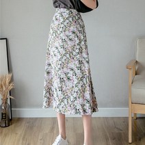 에블 대박걸 패턴 잔꽃 플라워 프린트 a라인 플레어 7부 스커트