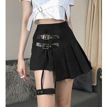버클 언발 주름치마 레그 밴드 가터 스커트