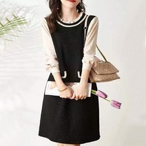 세라 프릴 블라우스 배색 원피스