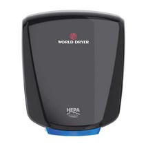 World Dryer Q-162A VERDEdri 상업용 고속 건조 표면 장착 ADA 준수 핸드 드라이어 블랙 알루미늄 커버 범용 전압 110-240V