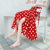 YManggog 여름신상 비치 스커트 힙 랩스커트 쉬폰 플라워 롱스커트