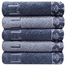 엘르 디자인타올 30수 코마사 135g, 청록색3장+청회색2장