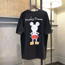 총브로 미키마우스 귀여운 캐릭터 피그먼트 나염 박스 반팔 티셔츠
