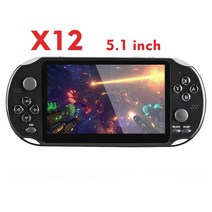 미니컴파이 x12 게임 비디오 게임 psp 레트로 듀얼 로커 조이스틱 용 핸드 헬드 게임 콘솔 sfcgbanesbin 용 5.1 인치 스크린 tv 게임 플레이어, 협력사, x12-bk