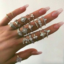 여성용 보헤미안 반지 정의되지 않은 Bague 반지 세트 소녀 선물 Slytherin Bagues Fidget Signet 고딕 Schmuck, R00757