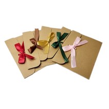 예쁜 컬러 리본 황색 크라프트 크래프트 종이 리본 매듭 편지 사진 결혼식 답례 청첩장 초대장 봉투, 빨강