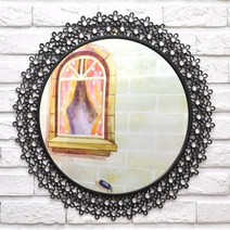 BnH 해바라기 인테리어 거울(블랙) GU_SJGU0152, 단품