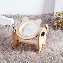 묘견인생 고양이 원목 식탁 밥그릇 높이각도조절 식기포함, 1개, 1구