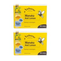 Airborne Manuka And Lemon Lozenges 에어본 70+마누카 앤 레몬 로젠지 꿀 캔디 사탕 16개입 2팩