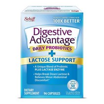 Digestive Advantage 데일리 락토스 캡슐 소화 및 장 지원 어드밴티지 프로바이오틱스 남성 여성용 포장은 다를 수 있음 9 박스, Lactose Support 96ct