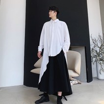 남성 캐주얼 셔츠가을 남성 힙 합 롱 셔츠 클럽 DJ 무대 의상 불규칙 디자인 남성 빈 티 지 망토 길거리 패션 셔츠 상의 트 렌 디 남