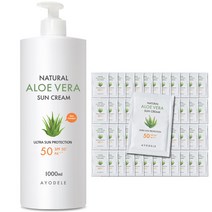 아요델 알로에베라 선크림 1회용파우치 5ml x 50매 + 선크림 500ml 등, 1회용파우치50매+선크림1000ml