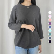 [당일배송] 여성용 순면 면티 7부 슬라브 티셔츠 9color