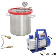 펌프가 있는 16 갤런 진공 챔버 253 CFM 1 단계 진공 펌프 110V220V 수지 스테인레스 스틸 진공 챔버 용, 220V-240V 50HZ+미국
