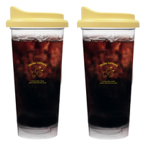 [솜키스트] 1+1 커플 친환경 투명 리유저블 컵 텀블러 591ml [3size], 옐로우+옐로우