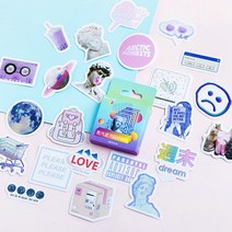 다꾸 46 개/상자 귀여운 Vaporwave 레이블 Kawaii 일기 접착 종이 찌질 일본 스티커 Scrapbooking 편지지