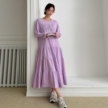 봄 기본 심플룩 데일리 캐주얼 레터링 캉캉치마 오버핏 빅사이즈 캉캉 A라인 롱 원피스