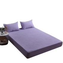 방수 매트리스 대 커버 단색 줄무늬 침대 시트 킹 패드 다양원 사이즈, 보라색, 베갯잇 45x75cmx1