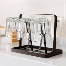 화이트블랙 컵걸이 수납 정리대 컵꽂이 커피잔걸이 컵받침 받침대 거치대 홀더, 블랙