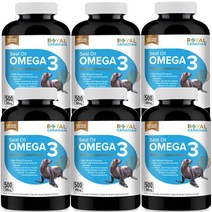 로얄케네디언 캐나다 물개오일 오메가3 500캡슐 6병 도매가 DPA함유 해구유 물범오일 (의약품등급 오메가3), 6개, 500정