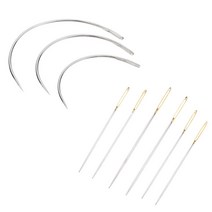 GHSHOP 9 개/대 손 바느질 자 수 크로스 스티치 공예에 대 한 철강 곡선 된 바늘, 실버, 합금