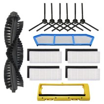 13Pcs 로봇 진공 청소기 교체 메인 브러시 기본 필터 필터 Ilife A4s A40 CEN550 로봇 진공 청소기 용 사이드 브러시, 52mm, 검은색, 플라스틱