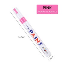 편리한차량도색 1pcs 흰색 방수 자동차 휠 타이어 유성 마크 펜 자동 고무 페인트 CD 금속 영구 마커 낙서 터치 최대 셀프차량도색, 12 분홍색