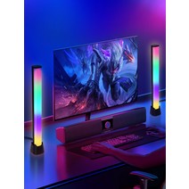 RGB 컬러 조명 음악 리듬 라이트 컴퓨터 게임 PC 어플 컨트롤 조명 PC룸 꾸미기, 블랙 2개 세트