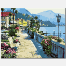 (물감 2배) diy 명화그리기 J62 벨라지오 산책로 유화 아크릴 유화 물감 그림 세트 번호대로 색칠하기