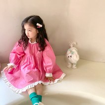 핑크지 넥프릴 셔링 원피스 아동복 아동원피스 키즈 여아 원피스 여아옷 여아 드레스 유아원피스 아동치마 여아의류 키즈옷