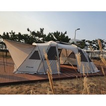 폴라리스 드라코 리빙쉘텐트 거실형텐트 웜그레이 초코브라운 우레탄창 TPU패널 대형 터널형 6~7인용, 초코브라운(전용우레탄창증정!)