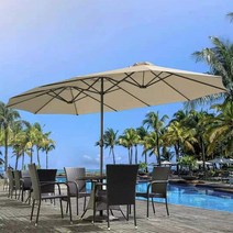 카나모 크랭크 더블 롱 파라솔 대형 비치 정원 카페 테라스, 01. 더블 롱 파라솔 카키