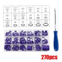 자동차 에어컨 부품 필터 교체주기 270pcs 18 크기 범용 자동차 에어컨 hnbr o 링 자동차 자동 수리 도구 고무 에어컨 냉매 링 세트 호환 지원, 보라색 도구