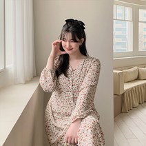 [리얼핏]에린트 빈티지 롱 원피스 69776 빅사이즈 여성의류