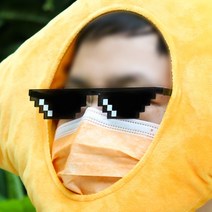 야광맨 8비트 떠그 라이프 도트 선글라스 블랙 3종 1pcs 귀여움 인싸템 놀이공원 파티 생일 단체, 03. 도트 선글라스 블랙 대형 2줄 1pcs