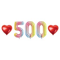 500일 숫자 하트 풍선 세트, 03.레인보우 500
