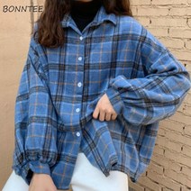 여성빅사이즈 아줌마큰옷 통통녀쇼핑몰 베이직 자켓 여성 체크무늬 bf 하라주쿠 빈티지 영