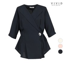 비비드 시크릿가너 VIVID 여성 여름 나그랑 원버튼 5부 자켓형 블라우스