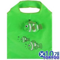 ForU832 나일론 물고기 캐릭터 접이식 시장가방 색상랜덤 10개 장바구니 장보기