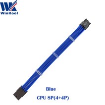 WinKool-ATX EPS CPU 8 핀 암-수 4 + 18AWG PSU 슬리브 연장 전원 코드/케이블 흰색 검정색 포함, 04 Blue_09 900mm