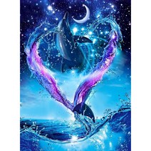 대진 보석십자수 40X80 50X40 사이즈 대형 금전운 보석 십자수, 28 돌핀 물보라 야경 40x50, 1세트