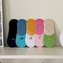 [KT알파쇼핑]여성 비비드 오리친구 덧신/페이크삭스 양말 6켤레